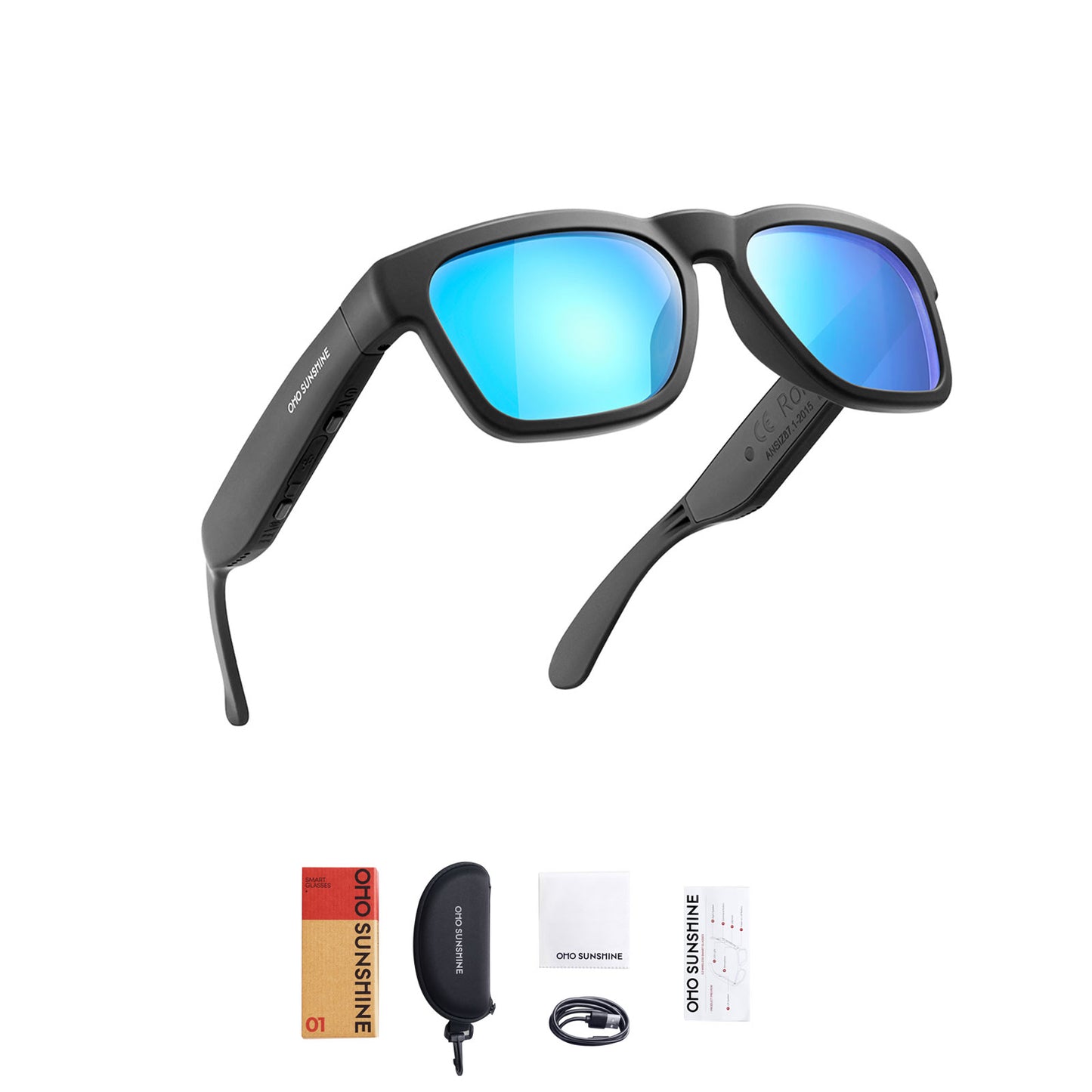 Occhiali audio OhO Sunshine Elite Smart Bluetooth con connessione al telefono cellulare e lenti polarizzate UV400