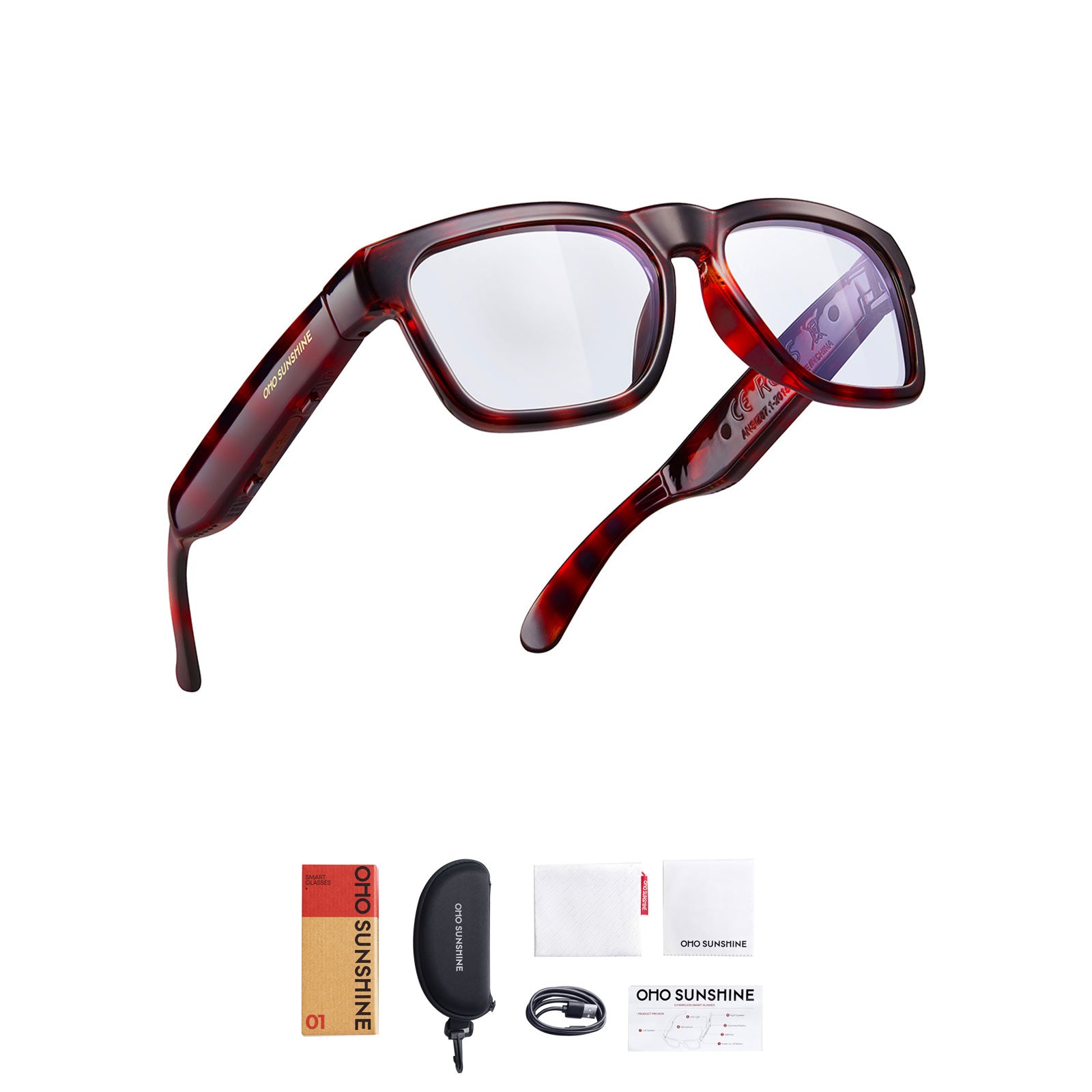 OhO Sunshine Elite Smart Bluetooth Audio Glasses with Blue Light Blocking & Photochromic Lens for Indoor & Outdoor