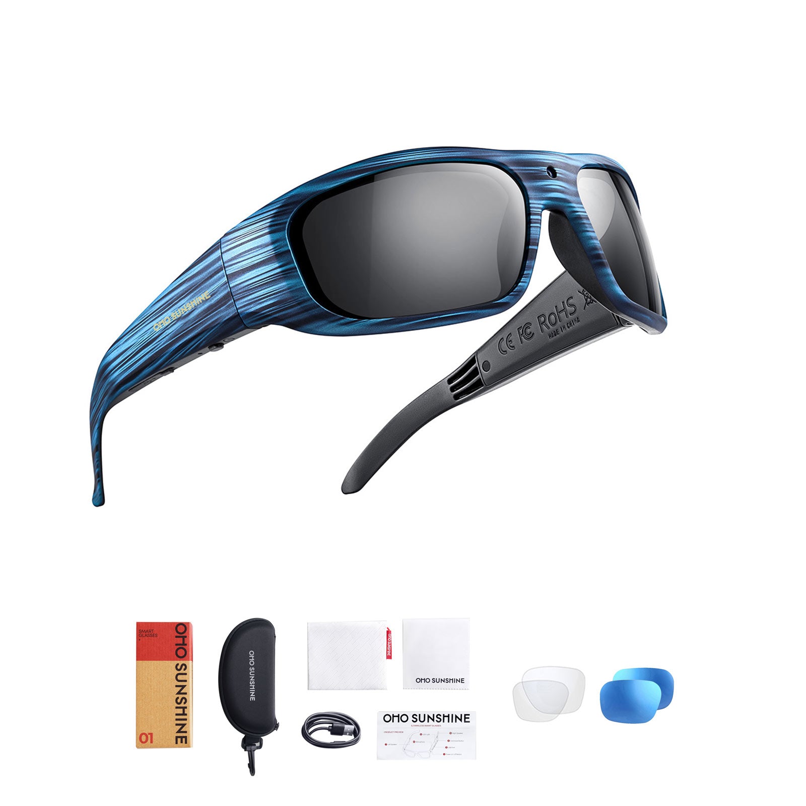 OhO Sunshine Vidsoul Kamera-Sonnenbrille, Full HD 1080p, Videoaufnahme und Fotoaufnahme, 64 GB