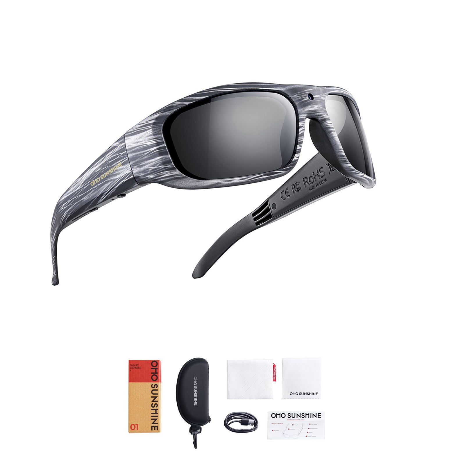 OhO Sunshine Vidsoul Kamera-Sonnenbrille, Full HD 1080p, Videoaufnahme und Fotoaufnahme, 128 GB