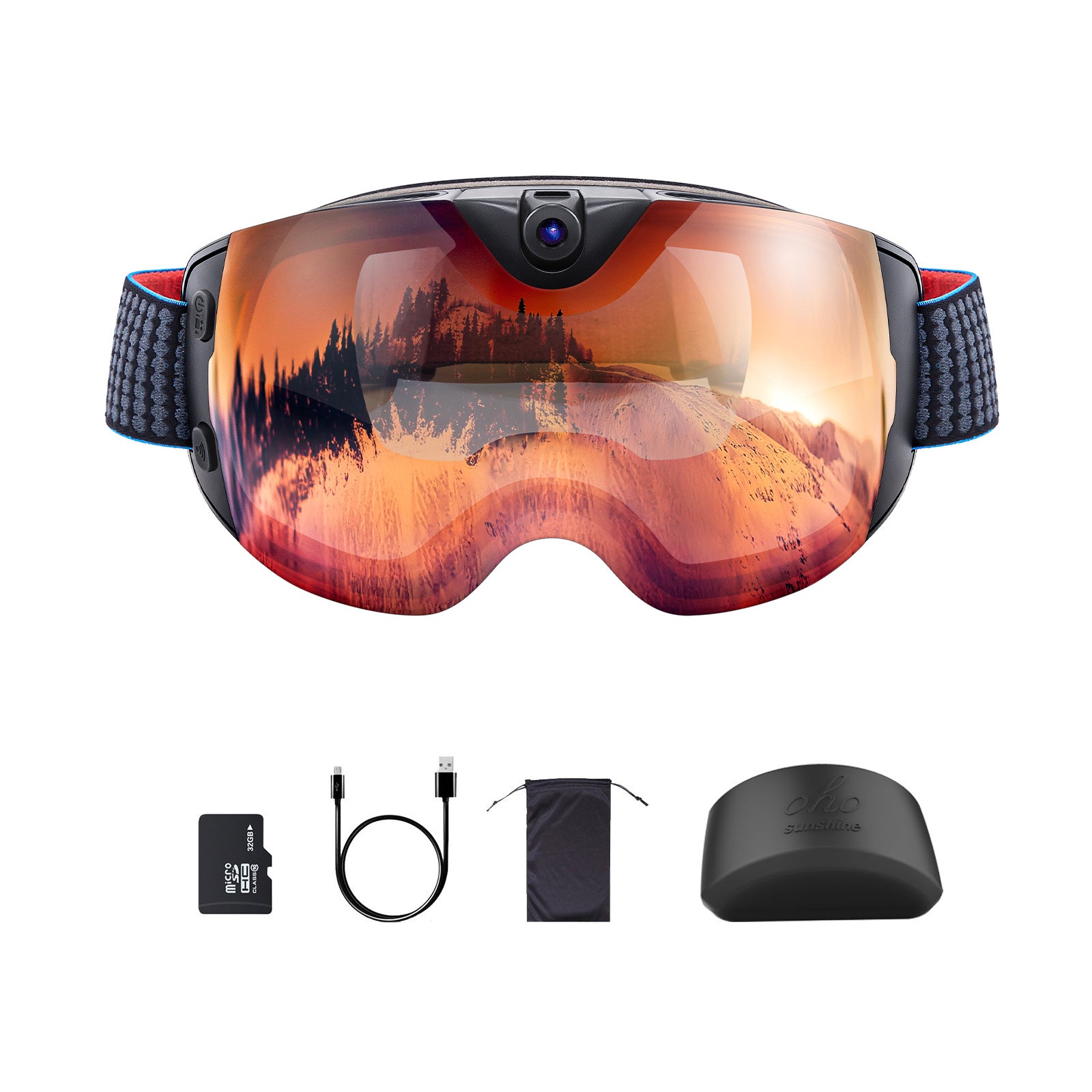 Occhiali da sci intelligenti OhO Sunshine Skyshot con fotocamera - Antiappannamento 4K e 24M
