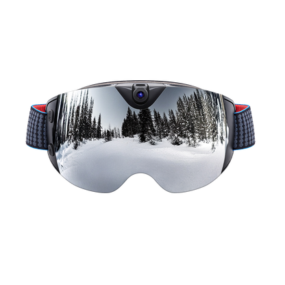 Maschera da sci intelligente OhO Sunshine Skyshot con fotocamera 4K per registrare video Ultra HD e scattare foto con lente argentata