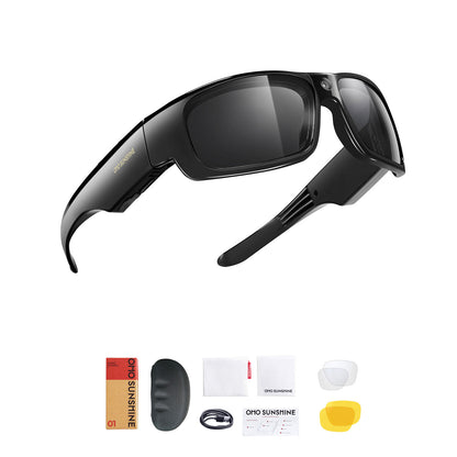 Occhiali da sole OhO Sunshine Focus con telecamera Full HD, registrazione video 1080P da 32 GB, lenti polarizzate con protezione UV400