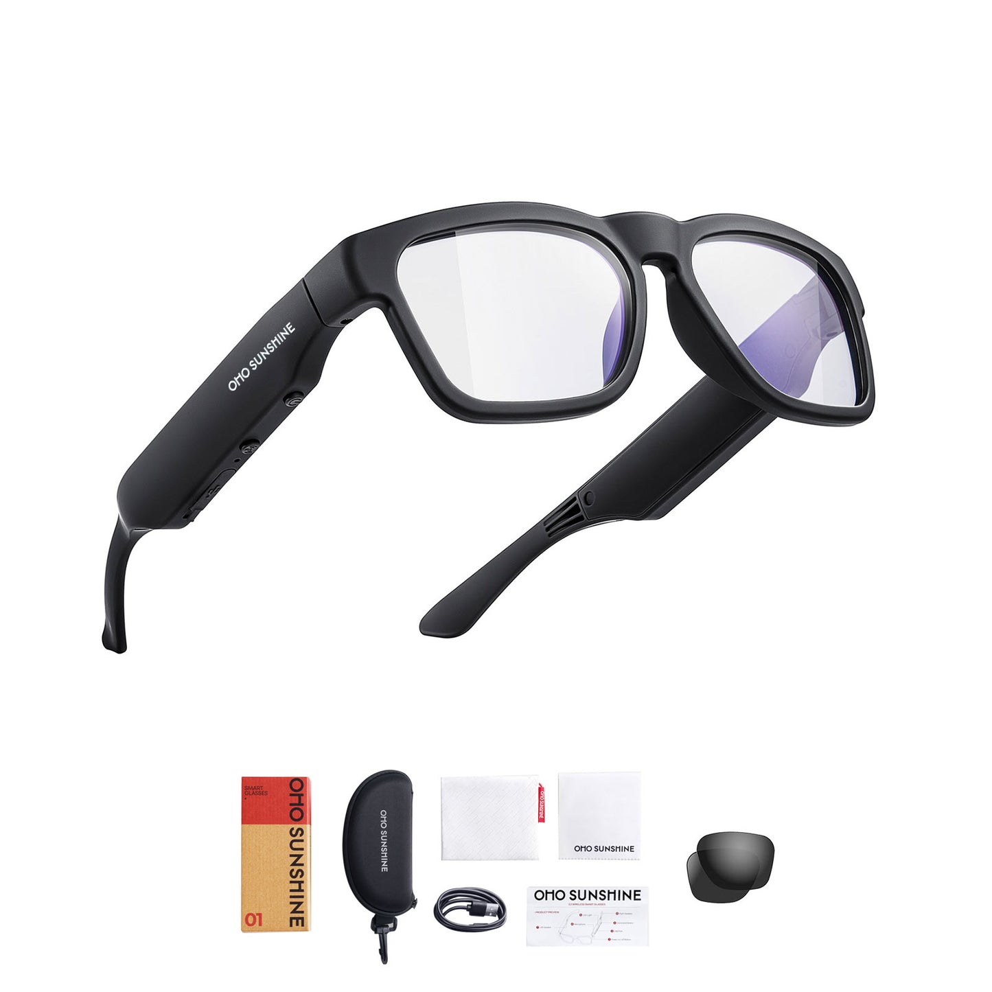 Occhiali intelligenti OhO Sunshine Sunblazer con altoparlante audio Bluetooth e lettore musicale MP3 con memoria da 32 GB