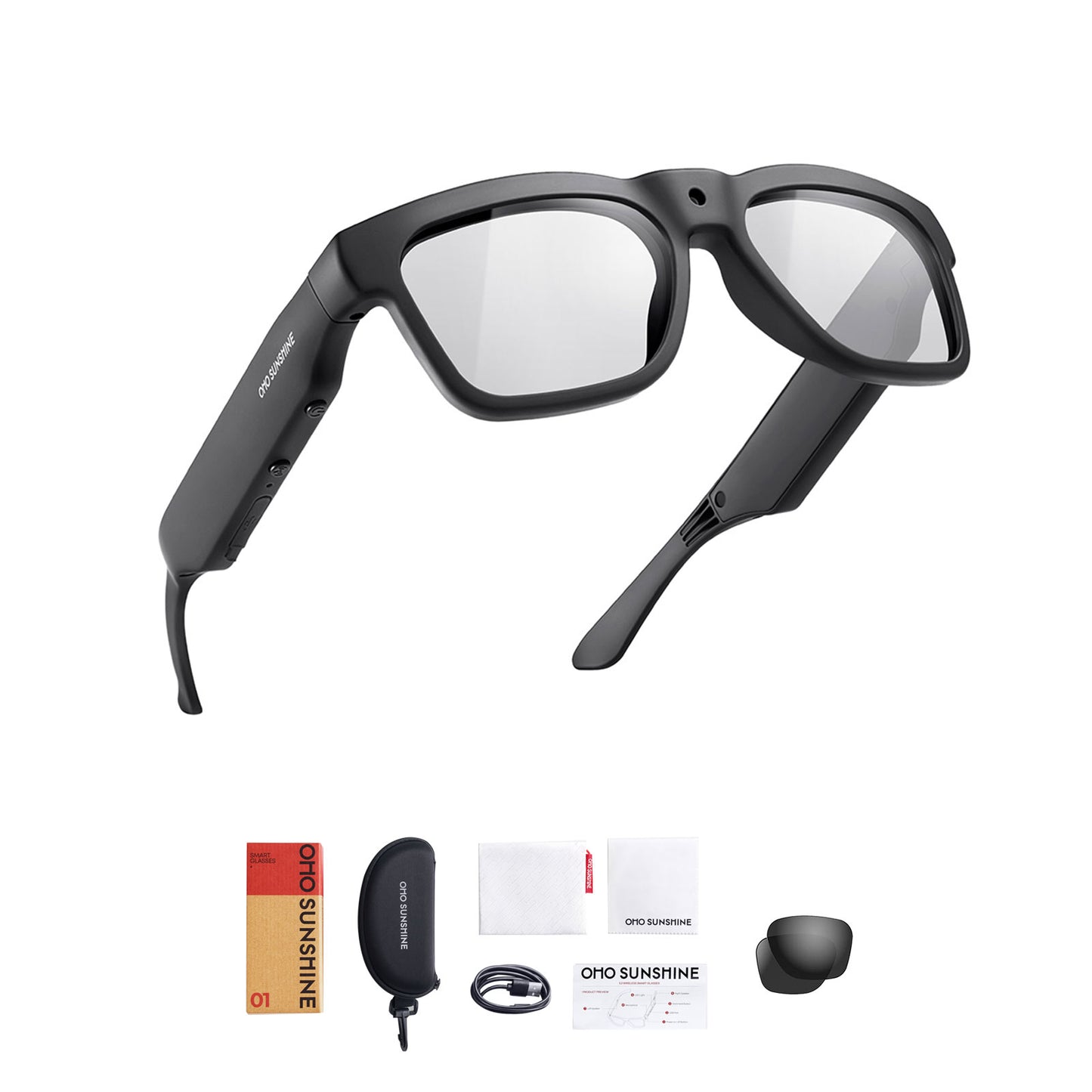 Occhiali intelligenti OhO Sunshine Edge con fotocamera Full HD da 256 GB e altoparlante Bluetooth con lenti fotocromatiche