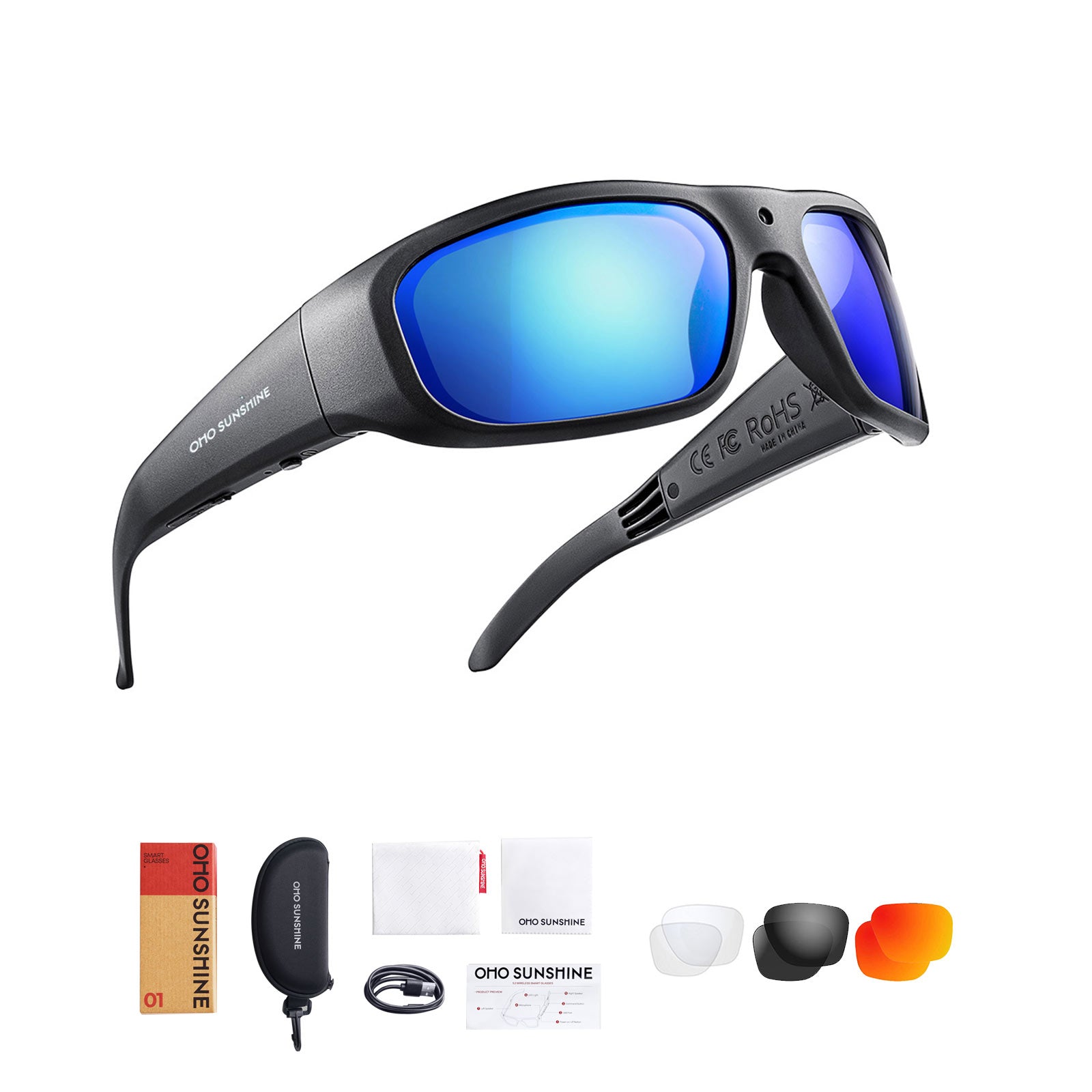 OhO Sunshine Vidsoul Kamera-Sonnenbrille, Full HD 1080p, Videoaufnahme und Fotoaufnahme