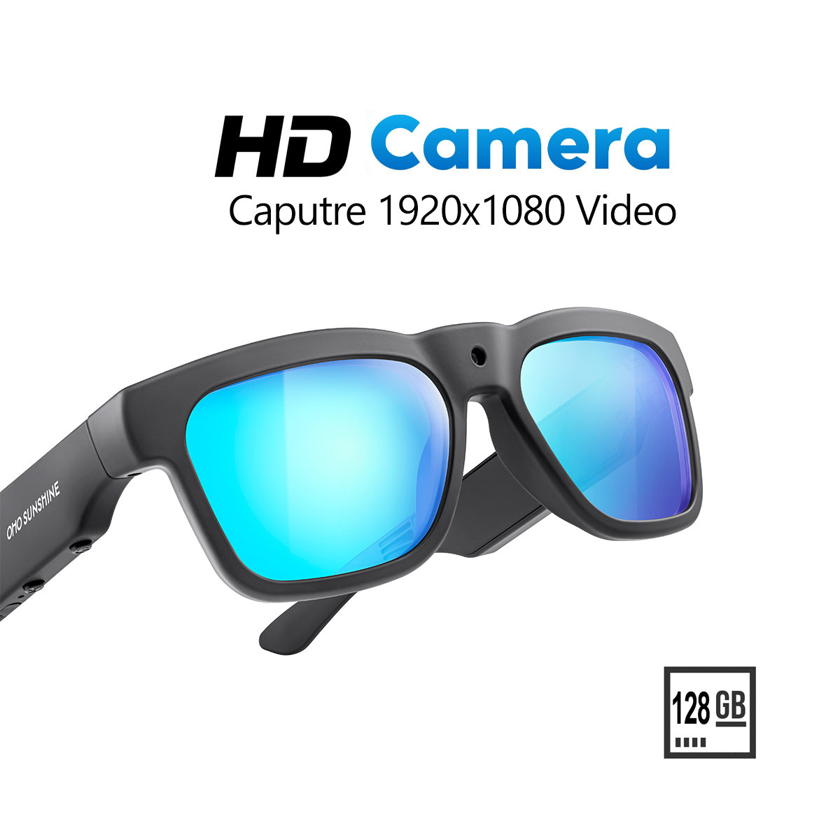 OhO Sunshine Edge Smart Glasses with 128GB Full HD Camera & Bluetooth Speaker for Outdoor Sports Unix
