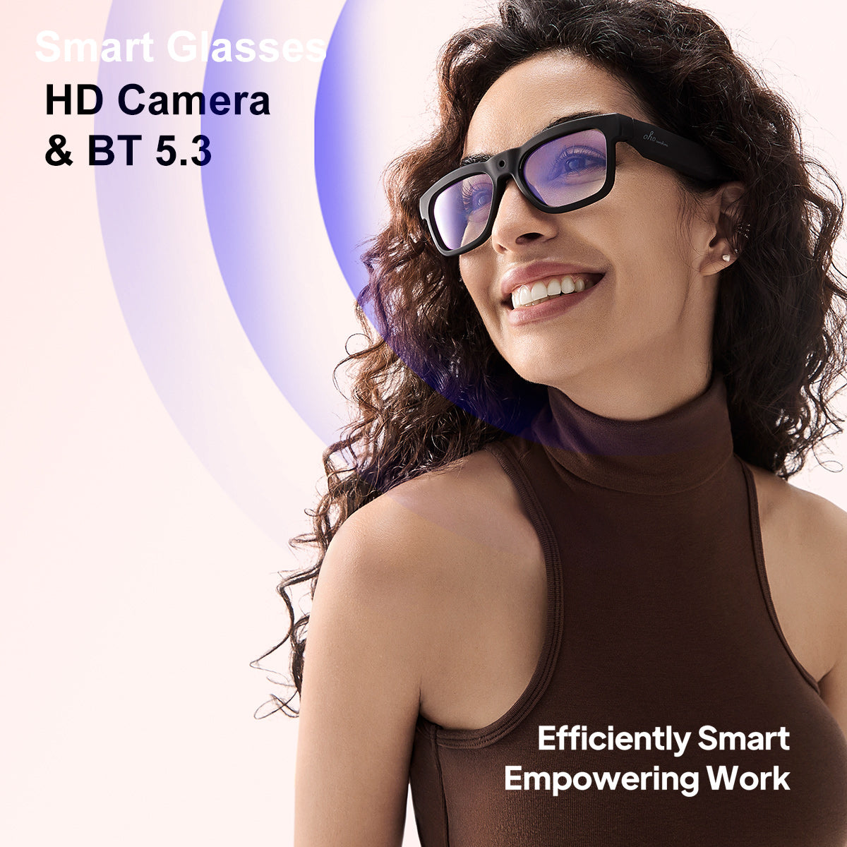 OhO Sunshine Edge Smart Glasses with Full HD 1080p 64GB Video Recording Camera & Bluetooth Speaker with Blue Light Blocking Lens