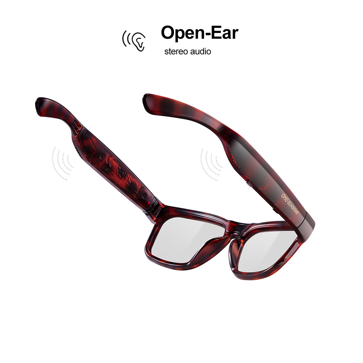 Occhiali OhO Sunshine Elite Smart Audio Bluetooth con lenti fotocromatiche UV400 per sole e cielo nuvoloso