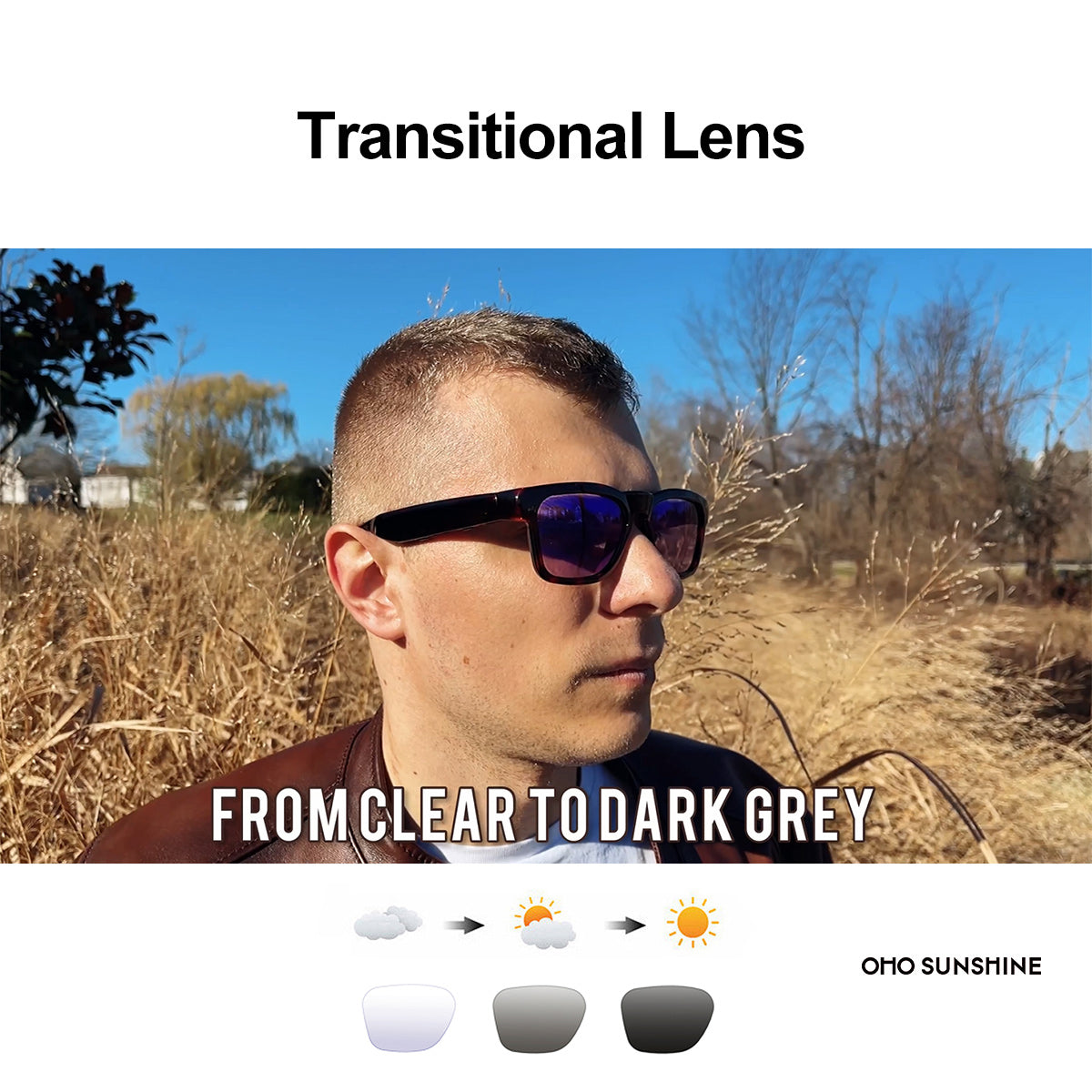 OhO Sunshine Elite Smart Audio Bluetooth Glasses with UV400 Photochromic  Lens  for Sunshine & Cloudy