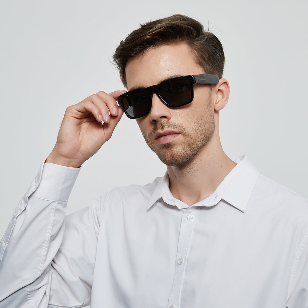 OhO Sunshine Elite Smart Bluetooth Audio Glasses Connecting to Mobile Phone with Glossy Black Frame & UV400 Polarized  Lens  for Sports