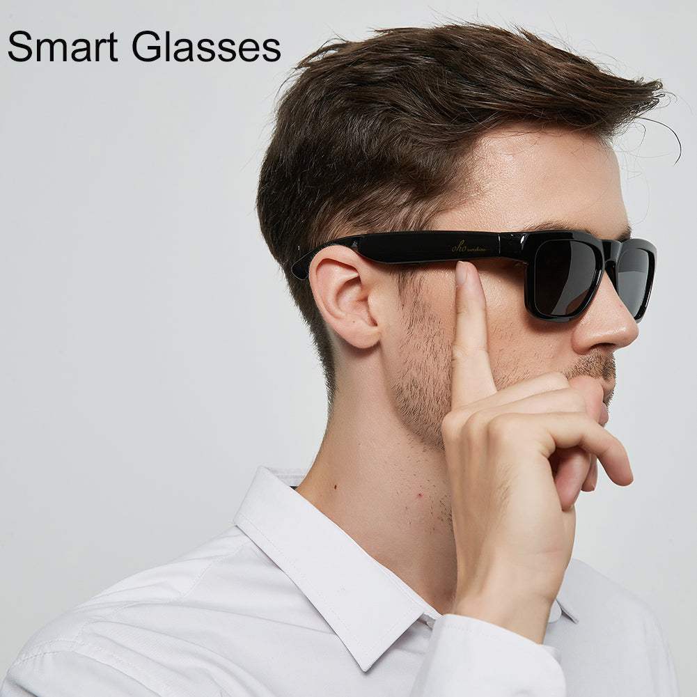 OhO Sunshine Elite Smart Bluetooth Audio Glasses Connecting to Mobile Phone with Glossy Black Frame & UV400 Polarized  Lens  for Sports
