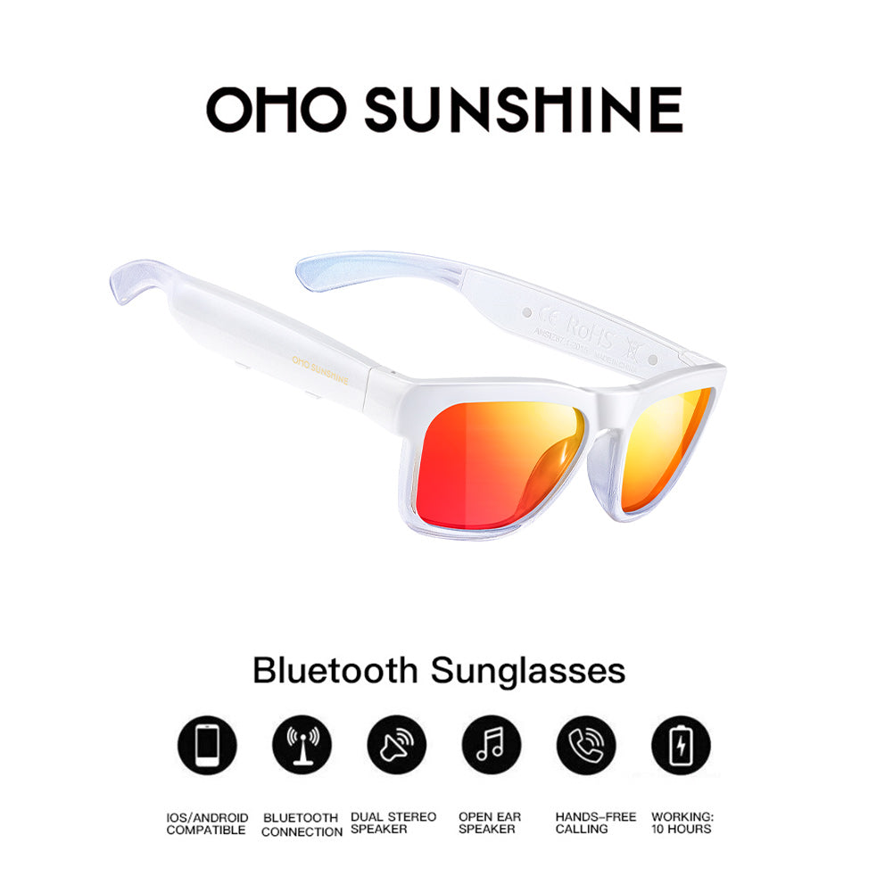Occhiali audio OhO Sunshine Elite Smart Bluetooth con connessione al telefono cellulare e lenti polarizzate UV400 per lo sport