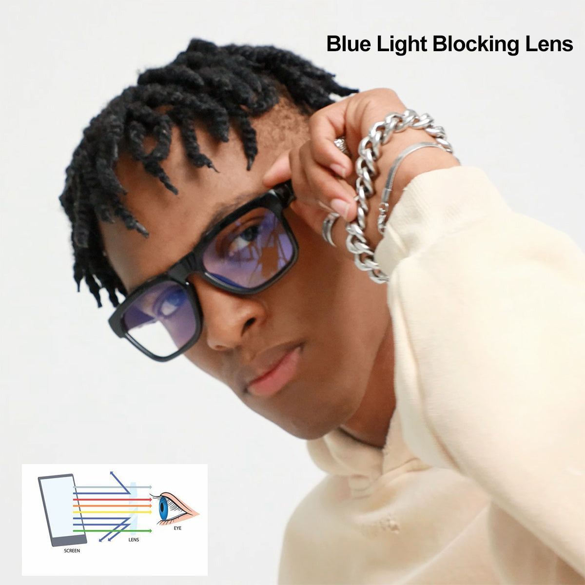 OhO Sunshine Elite Smart Bluetooth Audio Glasses with Blue Light Blocking Lens for Men & Women