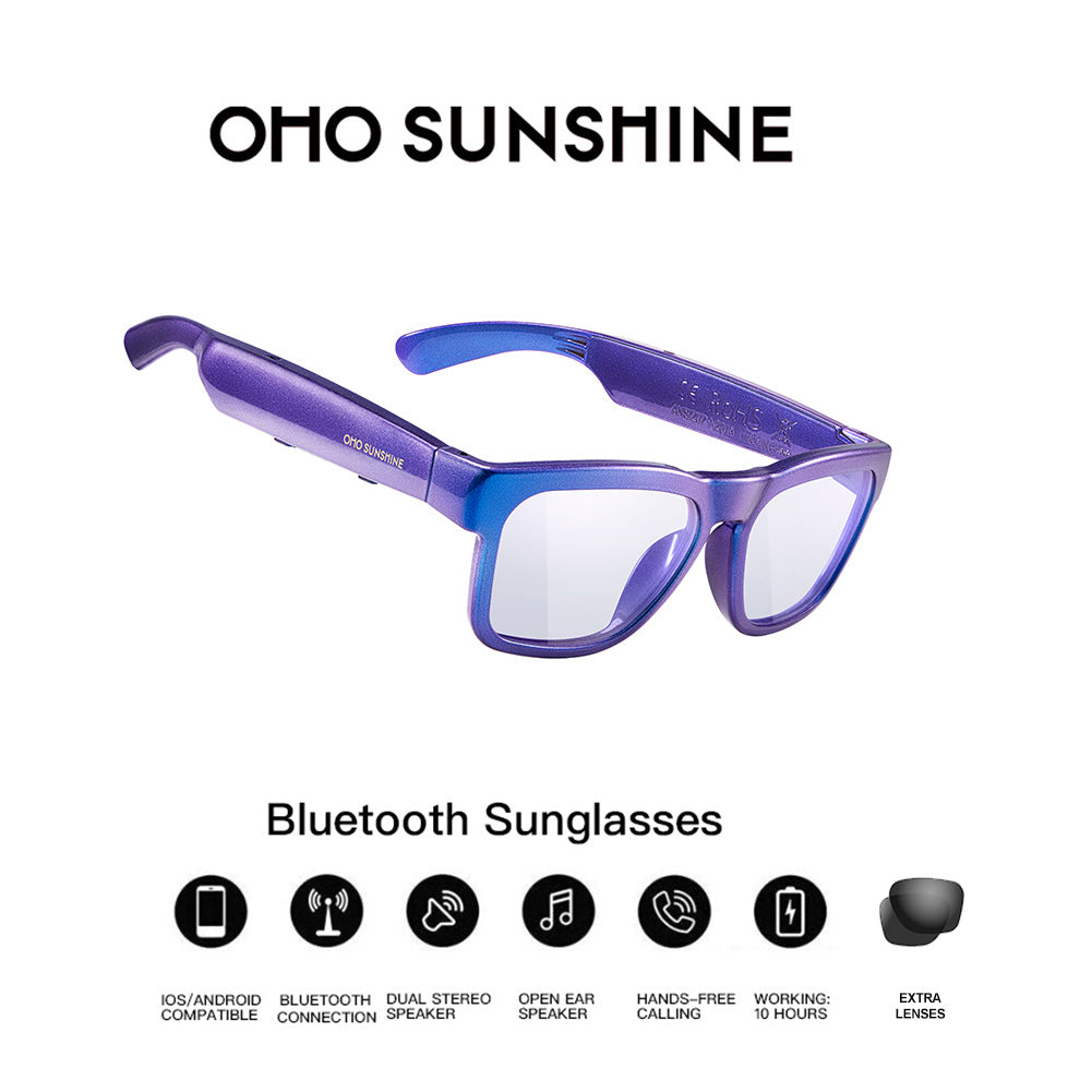 Occhiali audio OhO Sunshine Elite Smart Bluetooth con blocco della luce blu e lenti fotocromatiche per interni ed esterni