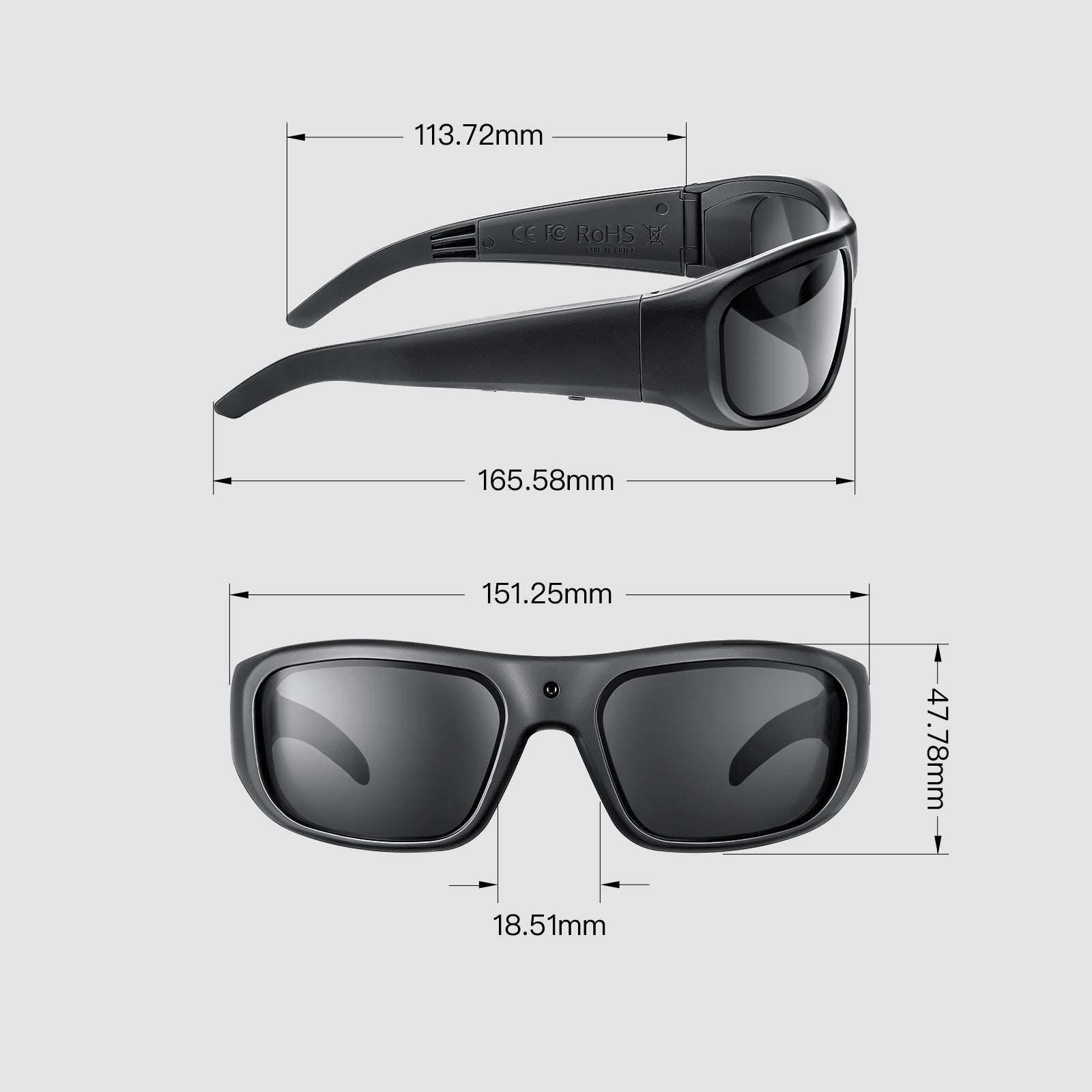 OhO Sunshine Vidsoul Camera Sunglasses Full HD 1080p Video Recording and Photo Taking 32GB