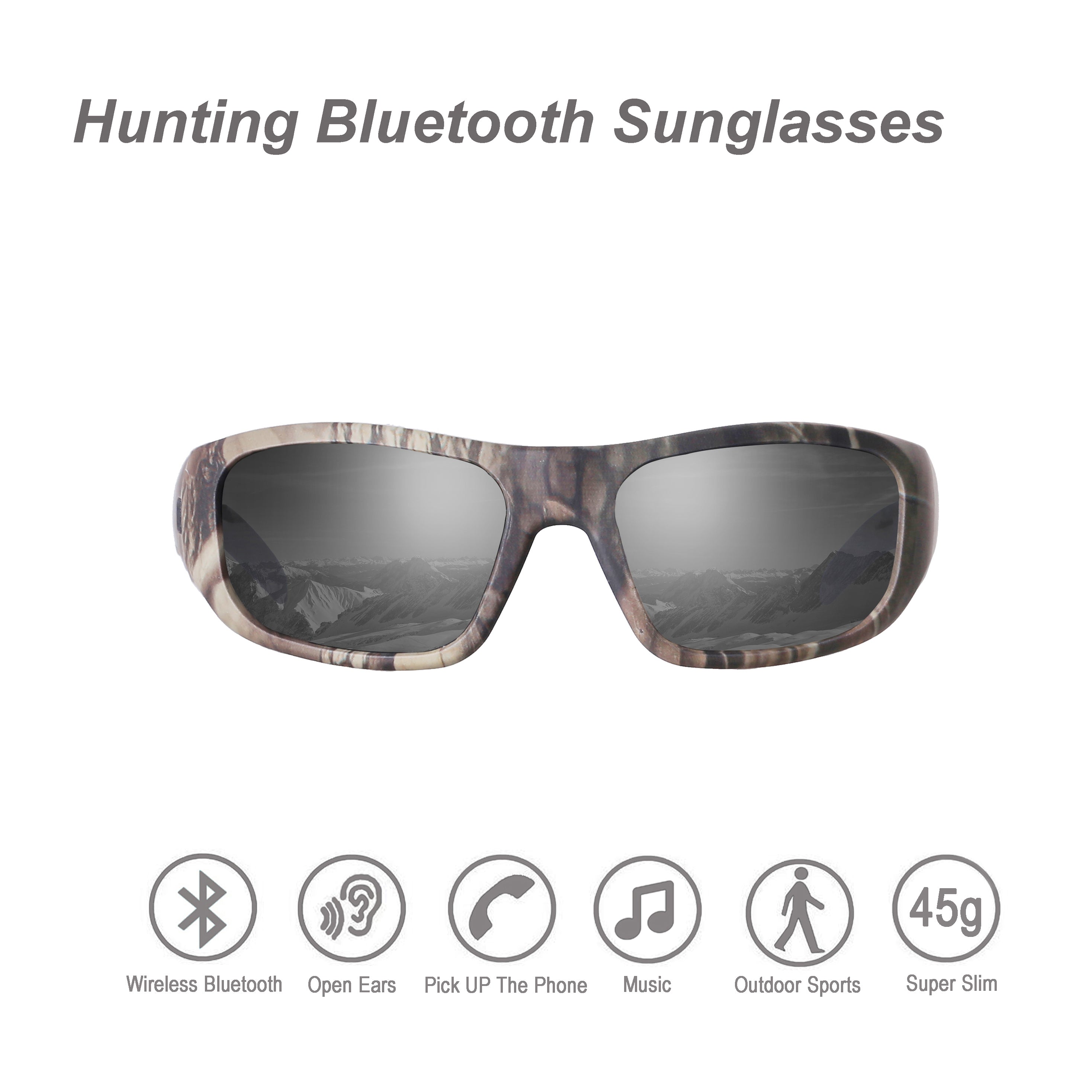 OhO Sunshine Pulse Smart Glasses Bluetooth Audio Open Ear Speaker with Camouflage Frame for Outdoor Adventure