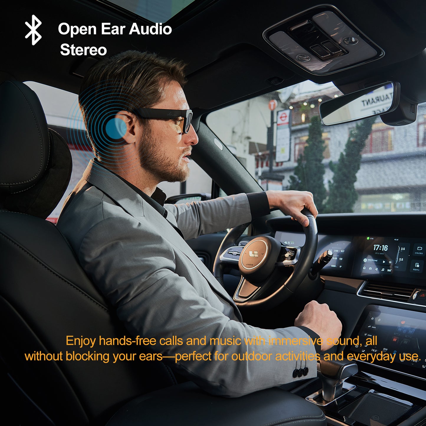 Occhiali intelligenti OhO Sunshine Sunblazer con altoparlante audio Bluetooth e lettore musicale MP3 con memoria da 32 GB