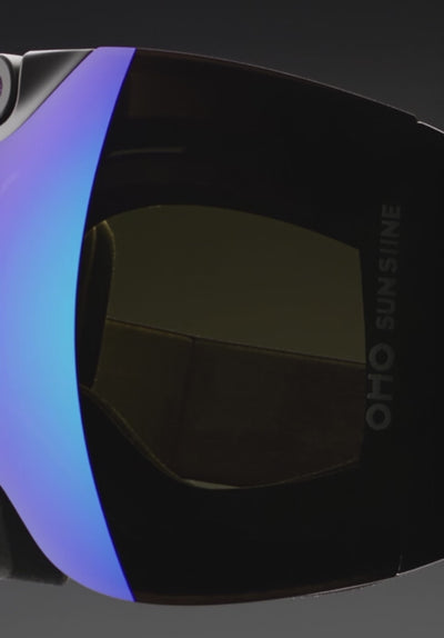 Portrait promotional video of OHO Sunshine SKYSHOT camera glasses featuring product close-ups, people wearing the glasses and first-person POV footage.