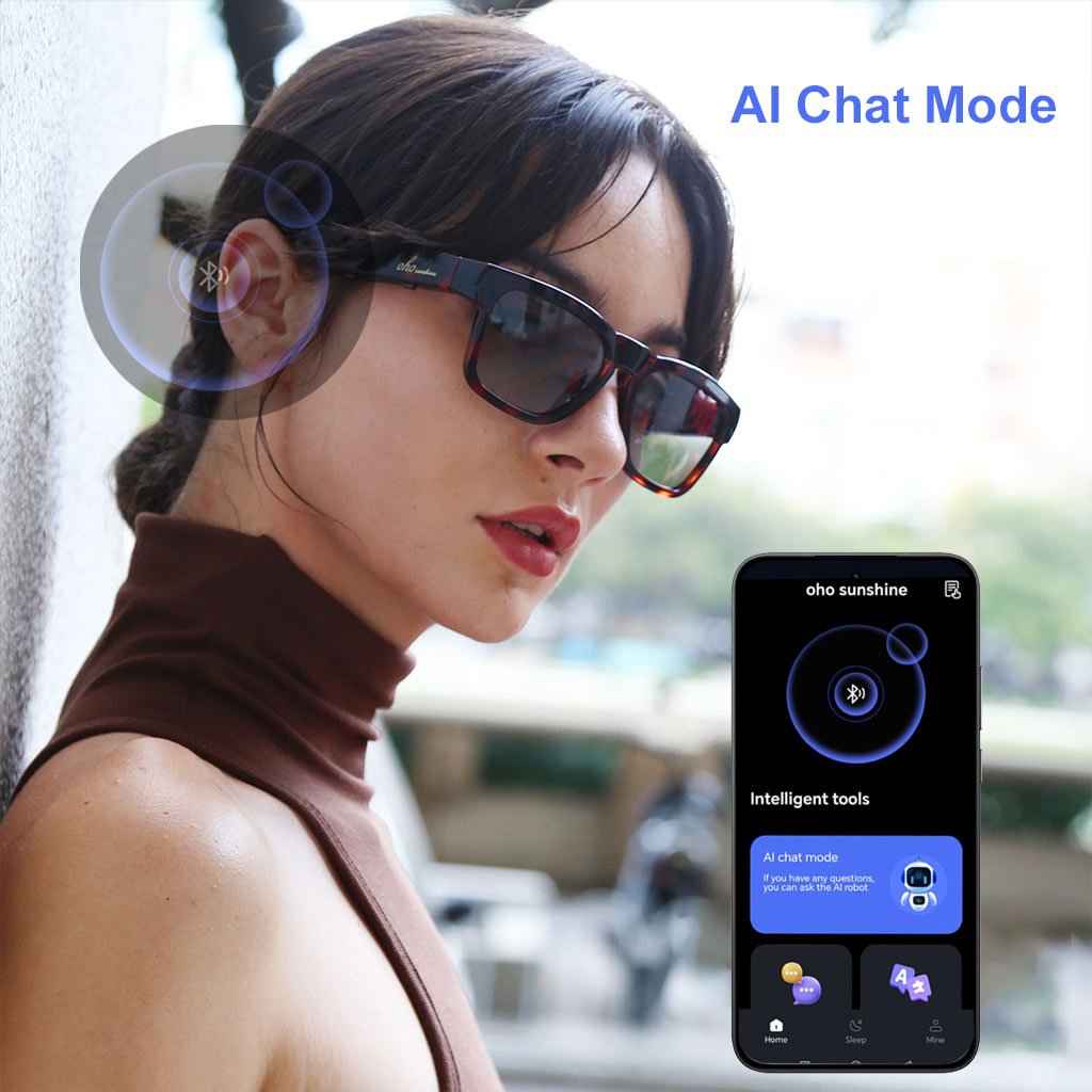 OhO Sunshine Elingo AI Translation Bluetooth Glasses with 164 Languages Dual-Ear Free Talk simultaneous interpretation