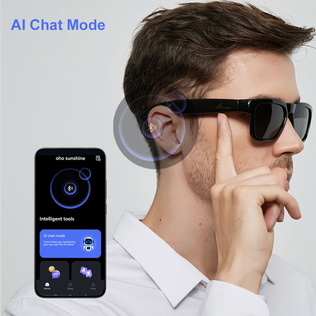 OhO Sunshine Elingo AI Translation Smart Glasses with Bluetooth Speaker for Real Time Interpretation